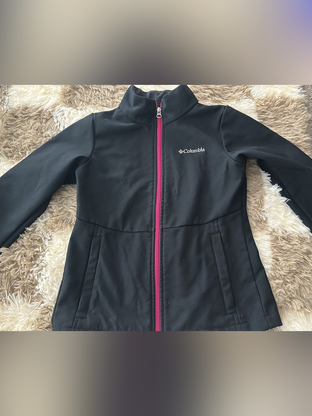 Columbia Black Utility Jacket with Pink Zipper